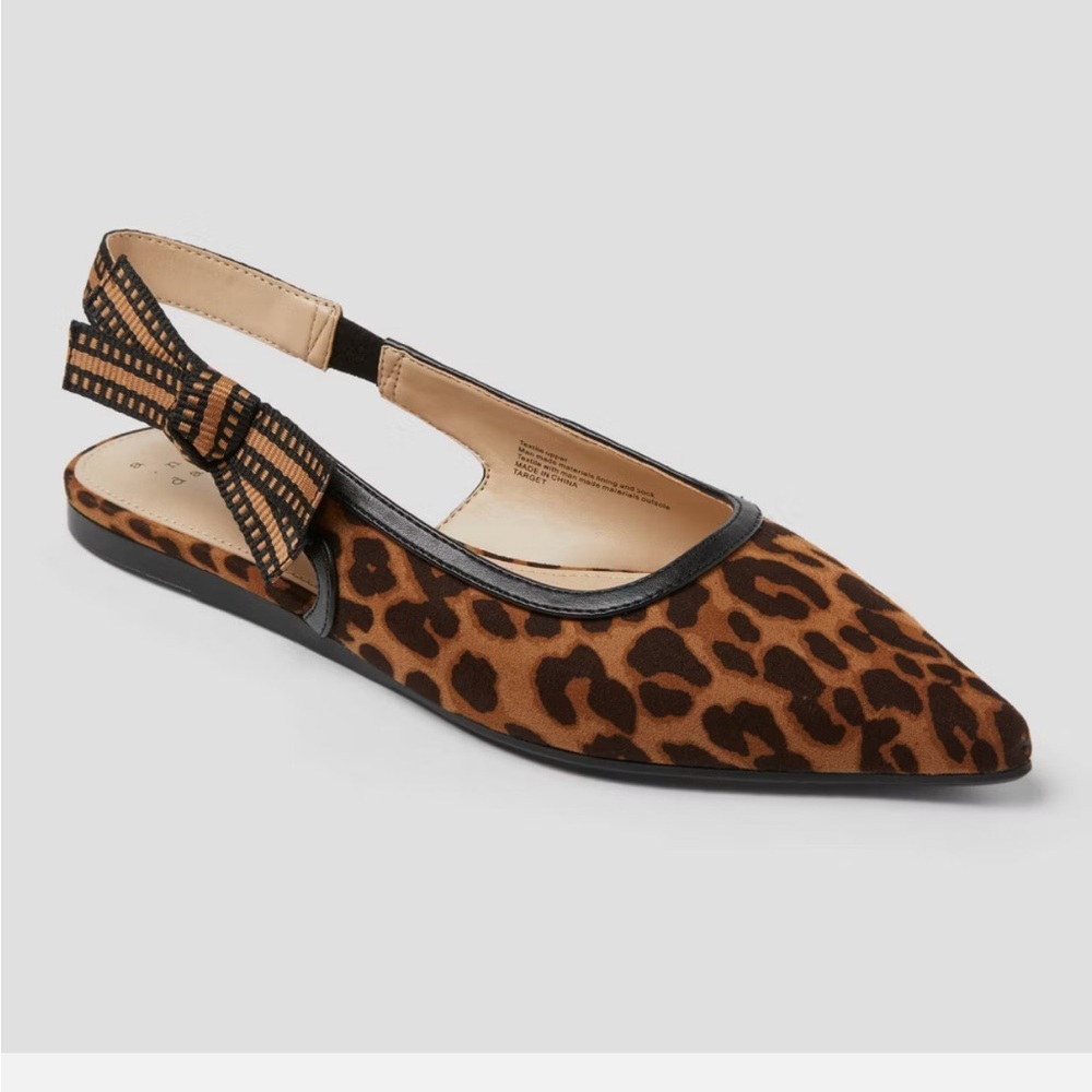Women's London Sling Back Flats - A New Day 6.5 NWT Leopard Print